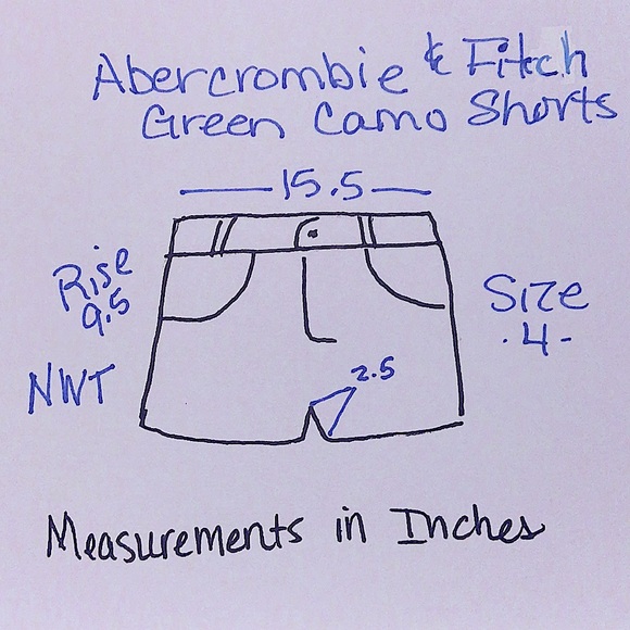 Abercrombie & Fitch Green Camouflage Shorts. Size 4. New With Tag. - Picture 9 of 10